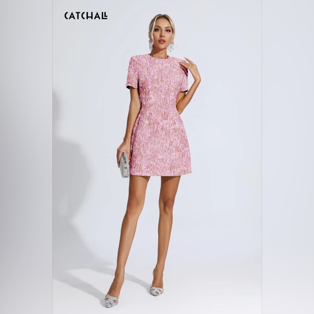CATCHAL Pink Short-Sleeve Mini Dress